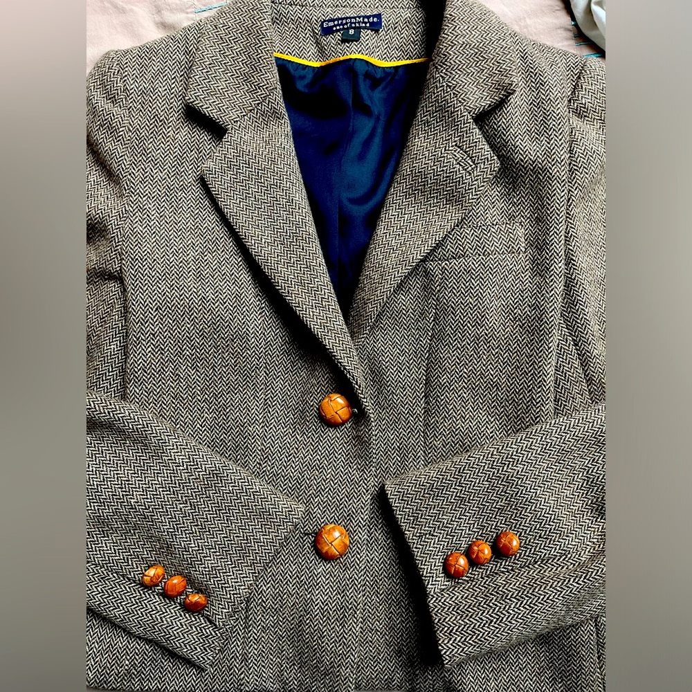 Emerson Made (now Emerson Fry) wool herringbone tweed blazer